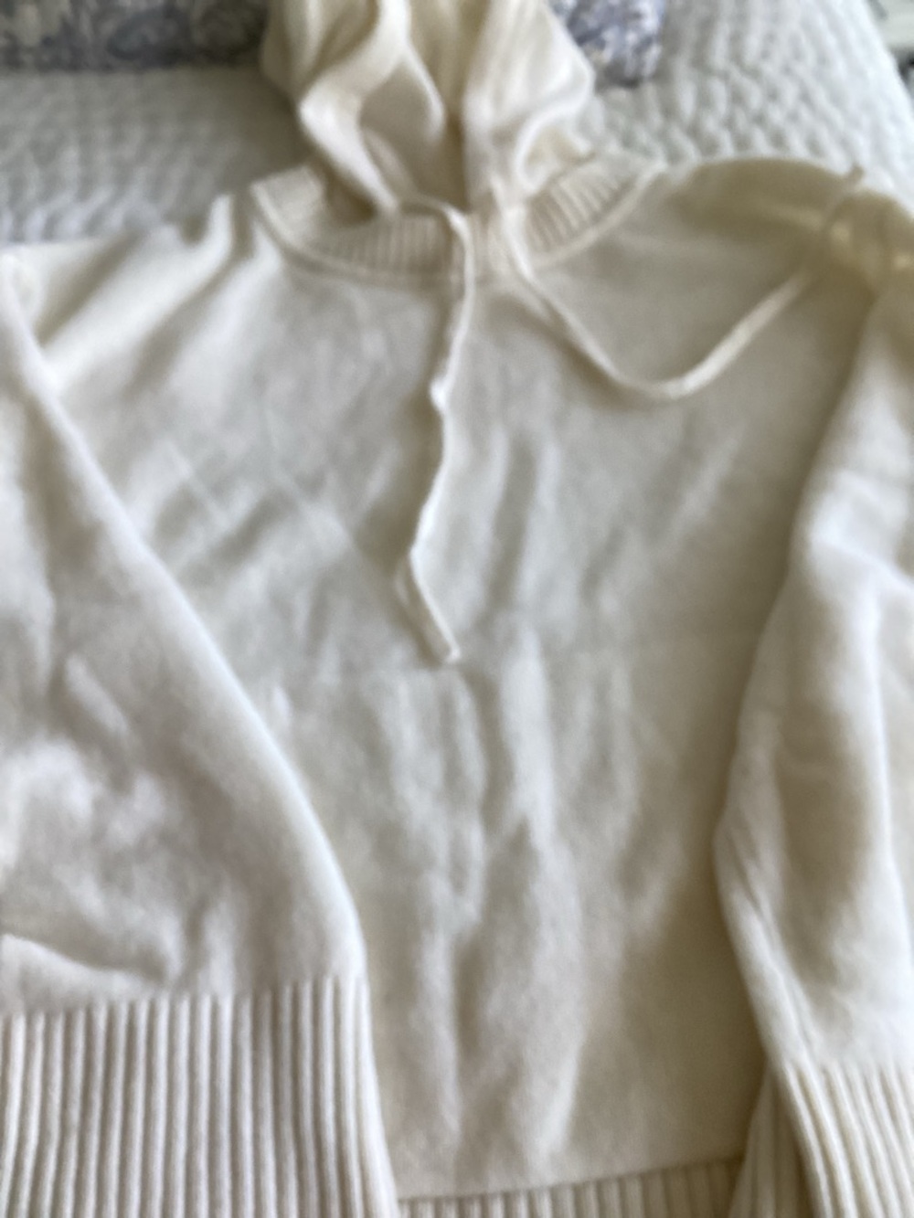 Women's Cream Hooded Crewneck Sweater